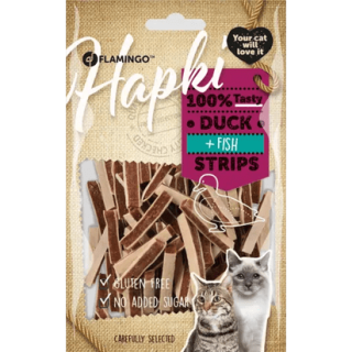 Przysmaki dla kotów Flamingo Hapki Duck Fish Strips 85 g