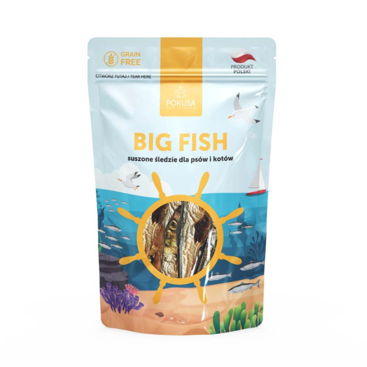 Suszone śledzie dla psów i kotów - Pokusa BIG FISH 60 g